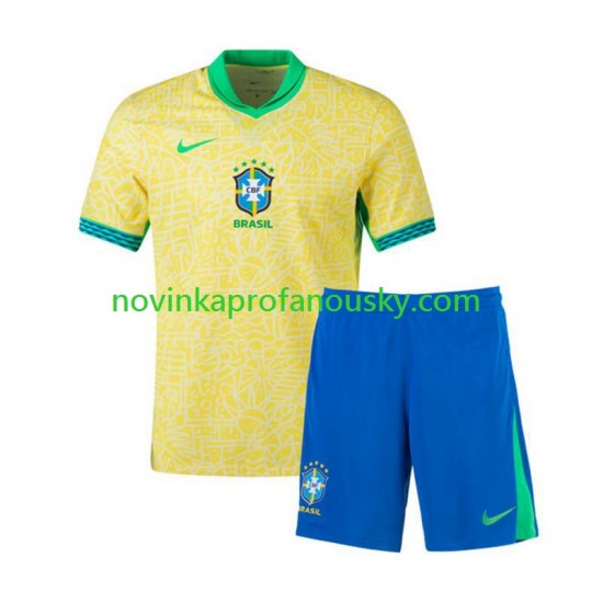 Brazílie Dres Copa America Domácí Fotbalové Dresy pro Děti 2024 Krátký rukáv