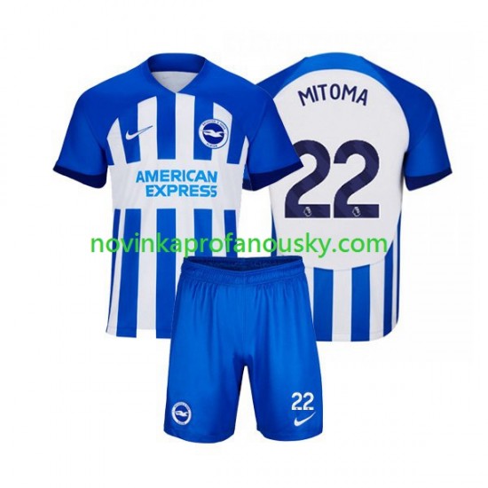 Brighton & Hove Albion Dres Mitoma 22 Domácí Fotbalové Dresy pro Děti 2023-2024 Krátký rukáv