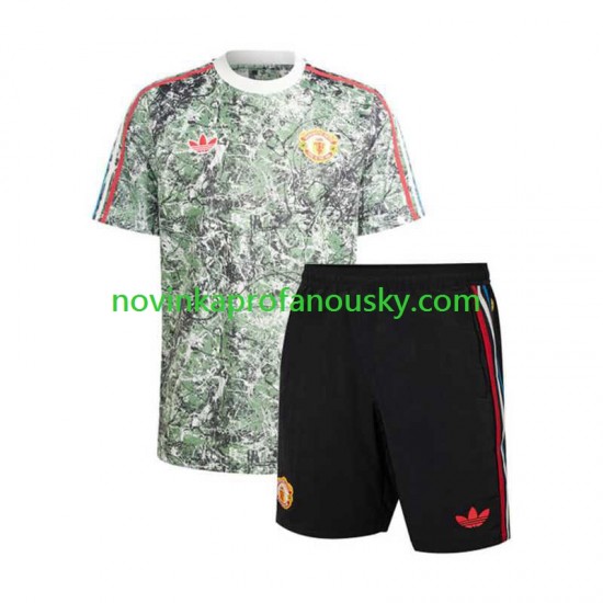 Manchester United Dres Stone Roses Domácí Fotbalové Dresy pro Děti 2023-2024 Krátký rukáv