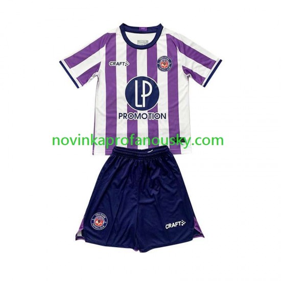 Dres Toulouse Domácí Fotbalové Dresy pro Děti 2023-2024 Krátký rukáv