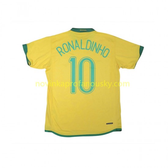 Brazílie Dres RONALDINHO 10 Retro Domácí Fotbalové Dresy pro Muže 2006 Krátký rukáv