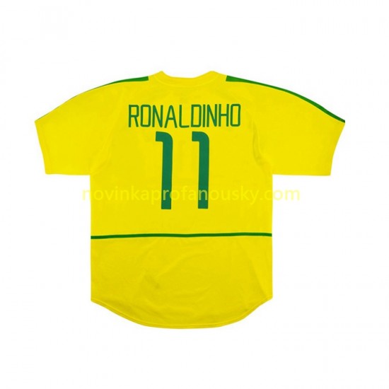 Brazílie Dres RONALDINHO 11 Retro Domácí Fotbalové Dresy pro Muže 2002 Krátký rukáv