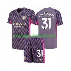 Manchester City Dres Ederson Moraes 31 Brankářské Venkovní Fotbalové Dresy pro Děti 2023-2024 Krátký rukáv