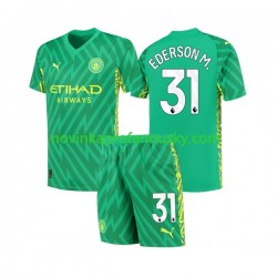 Manchester City Dres Ederson Moraes 31 Brankářské Domácí Fotbalové Dresy pro Děti 2023-2024 Krátký rukáv