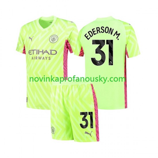 Manchester City Dres Ederson Moraes 31 Brankářské Alternativní Fotbalové Dresy pro Děti 2023-2024 Krátký rukáv