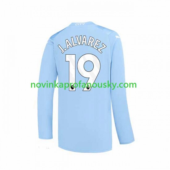 Manchester City Dres J. ALVAREZ 19 Domácí Fotbalové Dresy pro Muže 2023-2024 Dlouhý rukáv