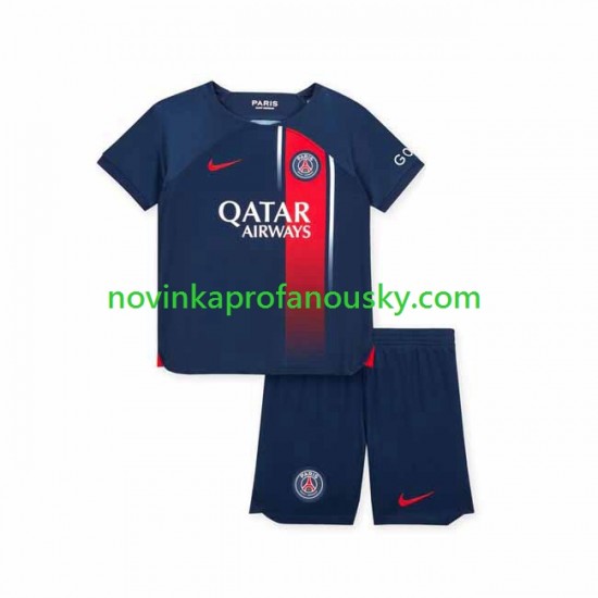 Paris Saint-Germain Dres Domácí Fotbalové Dresy pro Děti 2023-2024 Krátký rukáv