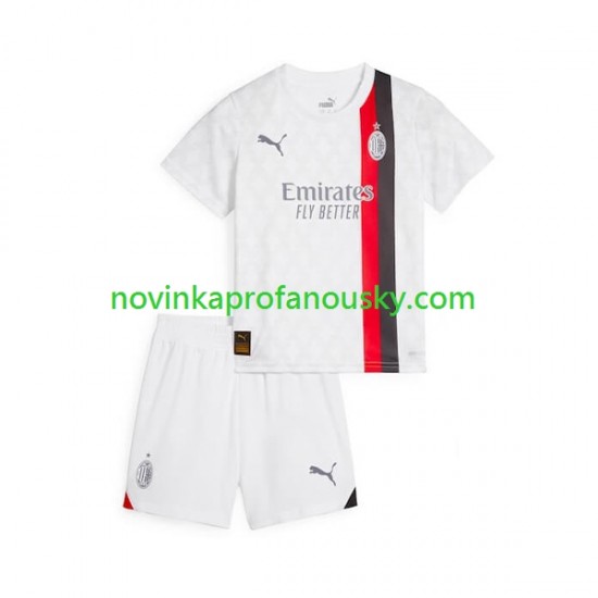AC Milán Dres Venkovní Fotbalové Dresy pro Děti 2023-2024 Krátký rukáv
