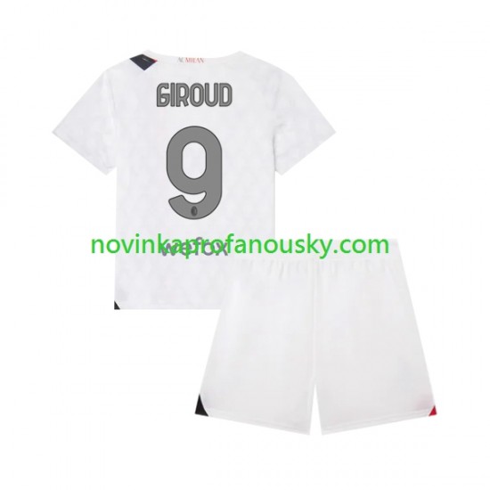 AC Milán Dres Olivier Giroud 9 Venkovní Fotbalové Dresy pro Děti 2023-2024 Krátký rukáv