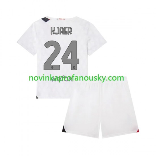 AC Milán Dres Simon Kjaer 24 Venkovní Fotbalové Dresy pro Děti 2023-2024 Krátký rukáv