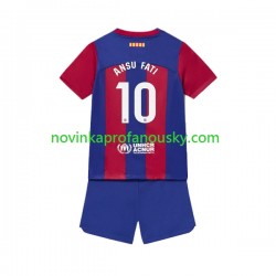 FC Barcelona Dres Ansu Fati 10 Domácí Fotbalové Dresy pro Děti 2023-2024 Krátký rukáv
