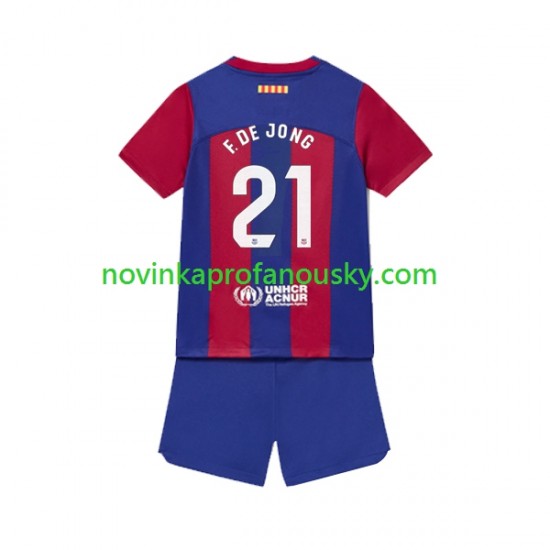 FC Barcelona Dres Frenkie de Jong 21 Domácí Fotbalové Dresy pro Děti 2023-2024 Krátký rukáv