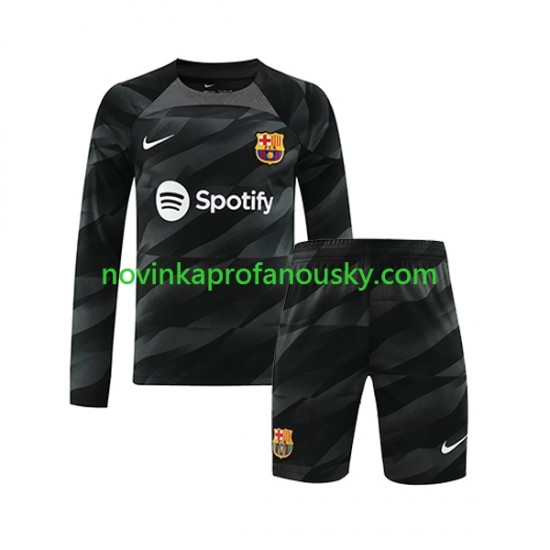 FC Barcelona Dres Brankářské Venkovní Fotbalové Dresy pro Děti 2023-2024 Dlouhý rukáv
