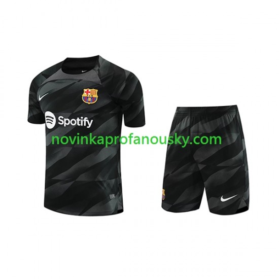 FC Barcelona Dres Brankářské Venkovní Fotbalové Dresy pro Děti 2023-2024 Krátký rukáv