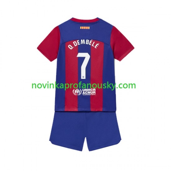 FC Barcelona Dres Ousmane Dembele 7 Domácí Fotbalové Dresy pro Děti 2023-2024 Krátký rukáv