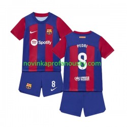 FC Barcelona Dres Pedri 8 Domácí Fotbalové Dresy pro Děti 2023-2024 Krátký rukáv