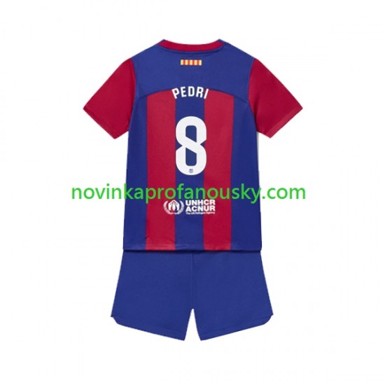 FC Barcelona Dres Pedri 8 Domácí Fotbalové Dresy pro Děti 2023-2024 Krátký rukáv