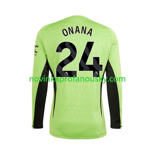 Manchester United Dres Andre Onana 24 Brankářské Domácí Fotbalové Dresy pro Muže 2023-2024 Dlouhý rukáv