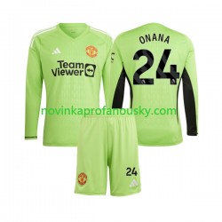 Manchester United Dres Andre Onana 24 Brankářské Domácí Fotbalové Dresy pro Děti 2023-2024 Dlouhý rukáv