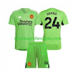 Manchester United Dres Andre Onana 24 Brankářské Domácí Fotbalové Dresy pro Děti 2023-2024 Krátký rukáv