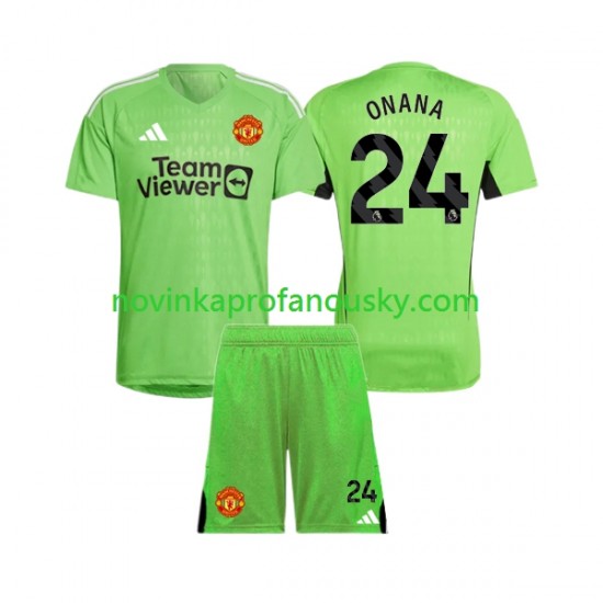 Manchester United Dres Andre Onana 24 Brankářské Domácí Fotbalové Dresy pro Děti 2023-2024 Krátký rukáv