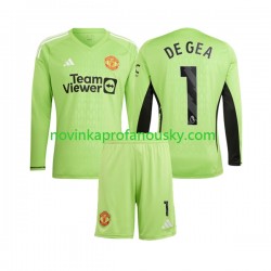 Manchester United Dres De Gea 1 Brankářské Domácí Fotbalové Dresy pro Děti 2023-2024 Dlouhý rukáv