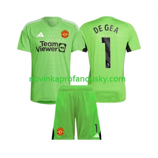 Manchester United Dres De Gea 1 Brankářské Domácí Fotbalové Dresy pro Děti 2023-2024 Krátký rukáv