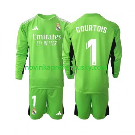 Real Madrid Dres Thibaut Courtois 1 Brankářské Domácí Fotbalové Dresy pro Děti 2023-2024 Dlouhý rukáv