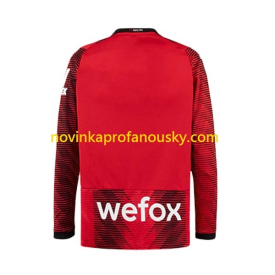 AC Milán Dres Domácí Fotbalové Dresy pro Muže 2023-2024 Dlouhý rukáv