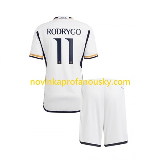 Real Madrid Dres Rodrygo Goes 11 Domácí Fotbalové Dresy pro Děti 2023-2024 Krátký rukáv