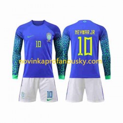 Brazílie Dres Neymar Jr 10 Venkovní Fotbalové Dresy pro Děti MS ve fotbale 2022 Dlouhý rukáv