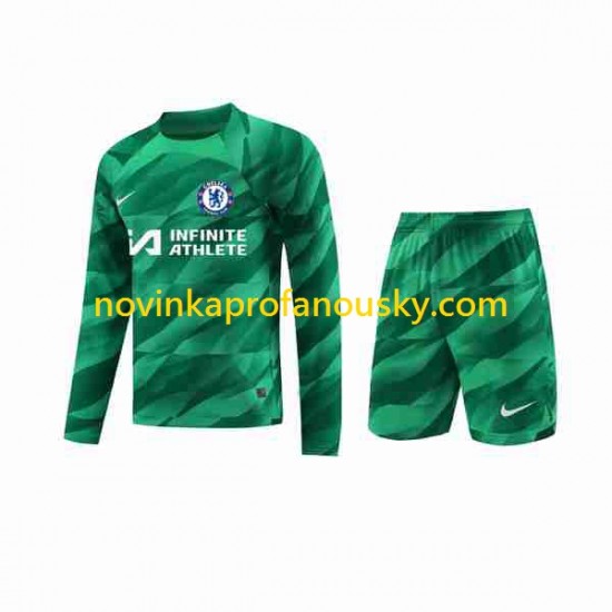 Chelsea Dres Brankářské Alternativní Fotbalové Dresy pro Děti 2023-2024 Dlouhý rukáv