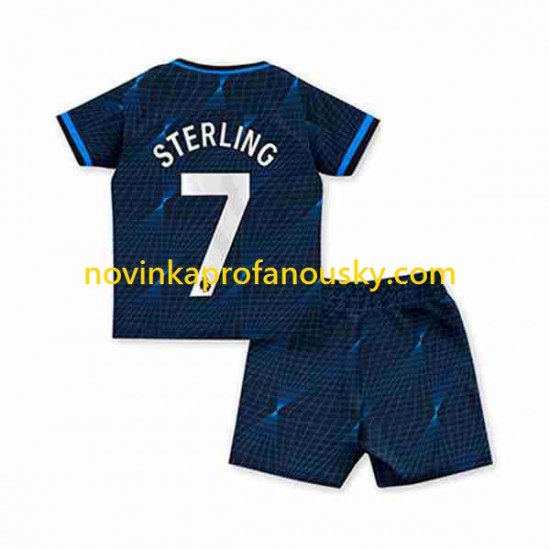 Chelsea Dres Raheem Sterling 7 Venkovní Fotbalové Dresy pro Děti 2023-2024 Krátký rukáv