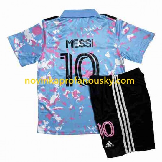 Dres Inte Miami Lionel Messi 10 Alternativní Fotbalové Dresy pro Děti 2023-2024 Krátký rukáv
