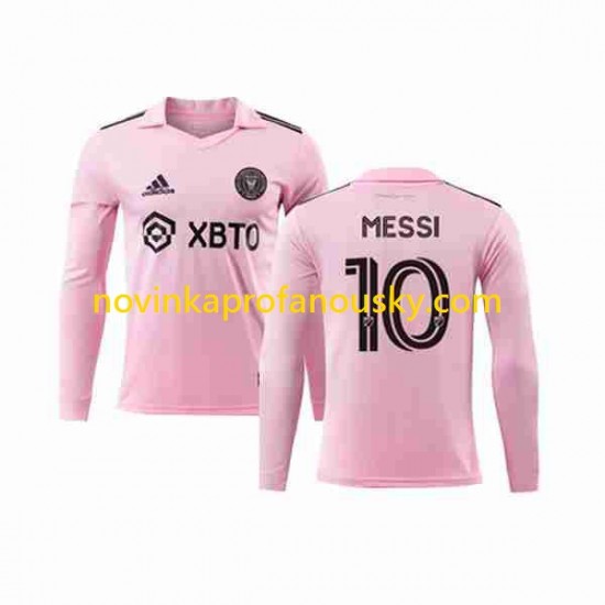 Inter Miami Dres Lionel Messi 10 Domácí Fotbalové Dresy pro Muže 2023-2024 Dlouhý rukáv