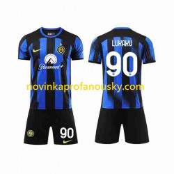 Inter Milán Dres Lukaku 90 Domácí Fotbalové Dresy pro Děti 2023-2024 Krátký rukáv