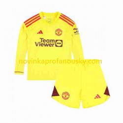 Manchester United Dres Brankářské Domácí Fotbalové Dresy pro Děti 2023-2024 Dlouhý rukáv
