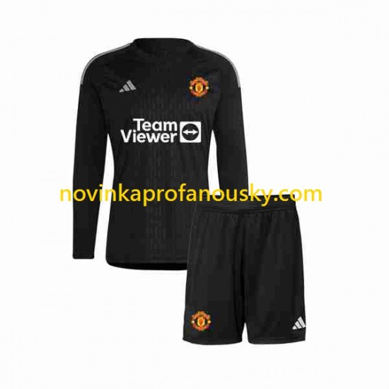 Manchester United Dres Brankářské Alternativní Fotbalové Dresy pro Děti 2023-2024 Dlouhý rukáv