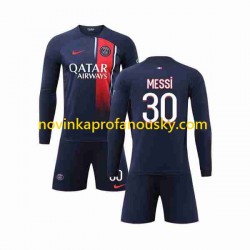 Paris Saint-Germain Dres Lionel Messi 30 Domácí Fotbalové Dresy pro Děti 2023-2024 Dlouhý rukáv