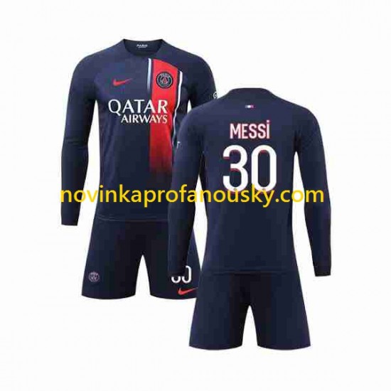 Paris Saint-Germain Dres Lionel Messi 30 Domácí Fotbalové Dresy pro Děti 2023-2024 Dlouhý rukáv