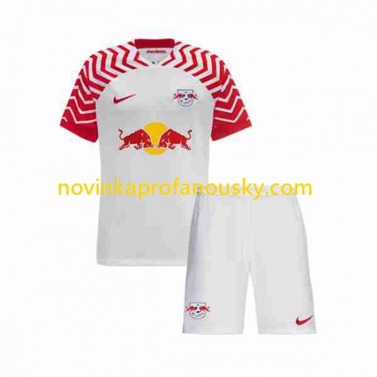 RB Leipzig Dres Domácí Fotbalové Dresy pro Děti 2023-2024 Krátký rukáv