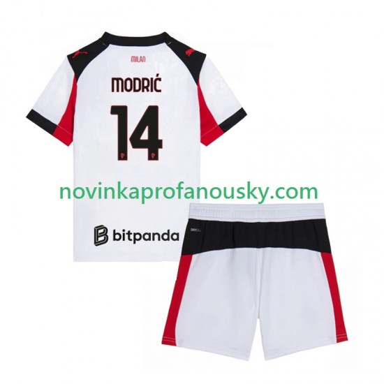 AC Milán Dres Modrić Luca 14 Venkovní Fotbalové Dresy pro Děti 2025-2026 Krátký rukáv