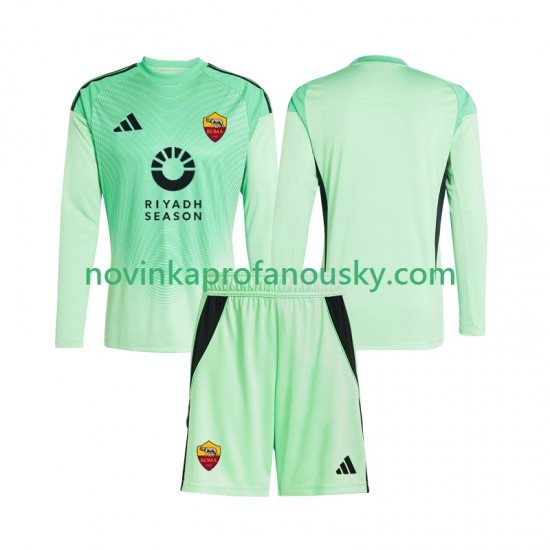 AS Řím Dres Brankářské Venkovní Fotbalové Dresy Čtvrtý Fotbalové Dresy pro Děti 2025-2026 Dlouhý rukáv