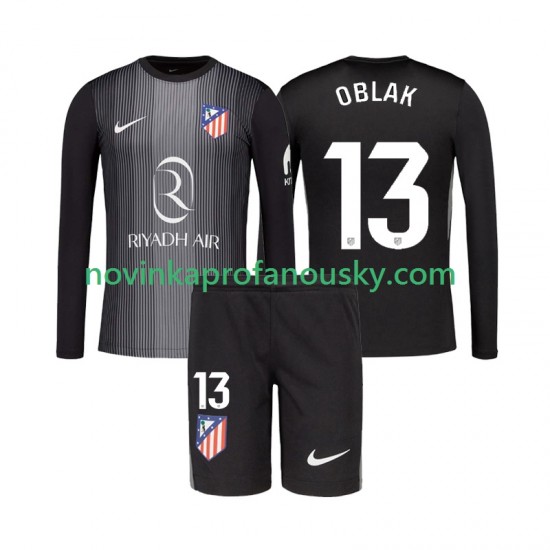 Atlético Madrid Dres Jan Oblak 13 Brankářské Venkovní Fotbalové Dresy pro Děti 2025-2026 Dlouhý rukáv