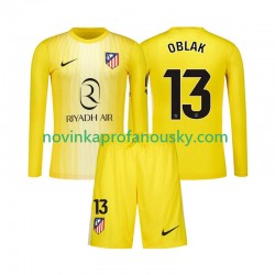 Atlético Madrid Dres Jan Oblak 13 Brankářské Domácí Fotbalové Dresy pro Děti 2025-2026 Dlouhý rukáv