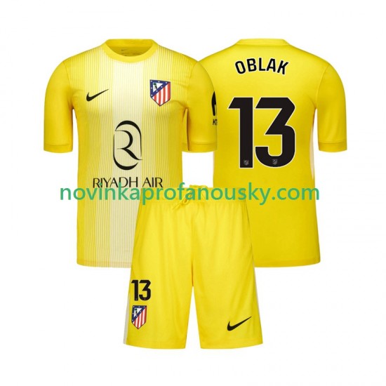 Atlético Madrid Dres Jan Oblak 13 Brankářské Domácí Fotbalové Dresy pro Děti 2025-2026 Krátký rukáv