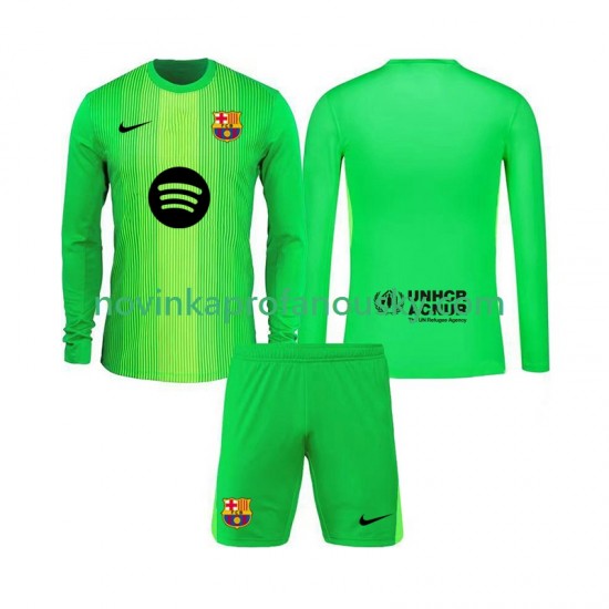 FC Barcelona Dres Brankářské Domácí Fotbalové Dresy pro Děti 2025-2026 Dlouhý rukáv