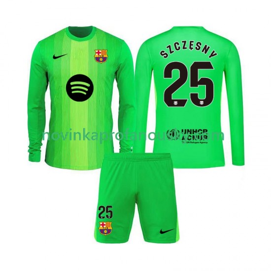 FC Barcelona Dres Szczesny 25 Brankářské Domácí Fotbalové Dresy pro Děti 2025-2026 Dlouhý rukáv