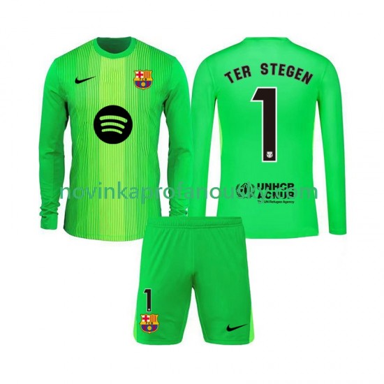 FC Barcelona Dres Ter Stegen 1 Brankářské Domácí Fotbalové Dresy pro Děti 2025-2026 Dlouhý rukáv