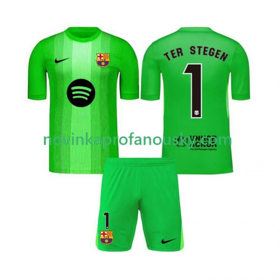 FC Barcelona Dres Ter Stegen 1 Brankářské Domácí Fotbalové Dresy pro Děti 2025-2026 Krátký rukáv